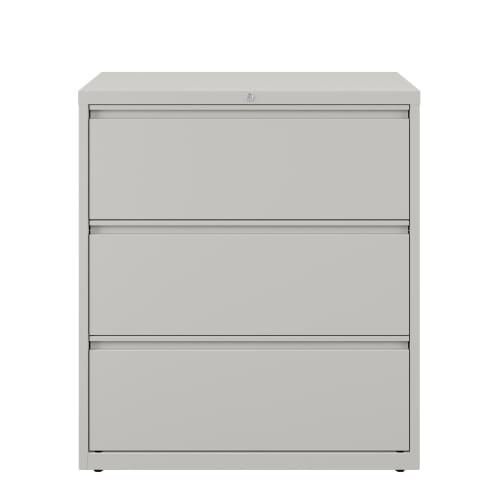 Hirsh 36" Wide 3 Drawer Metal Lateral File Cabinet, Light Gray